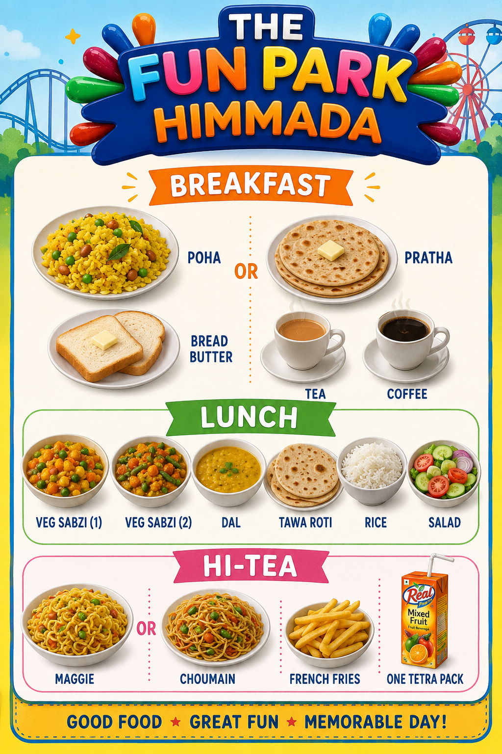 The Fun Park Himmada food court menu